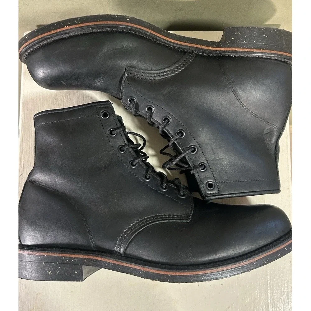 Vintage L L Bean x Chippewa Kathadin Engineer Boot Plain Toe Mens Sz 11.5D Black